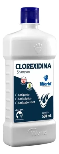 Frasco do Shampoo Dermatite Clorexidina 500ml World fragrância suave