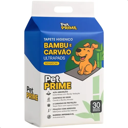 Tapete higiênico com carvão ativado 80x60cm para controle de odor