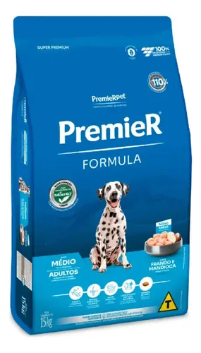 Embalagem Premier Fórmula Adulto Raças Médias 15kg
