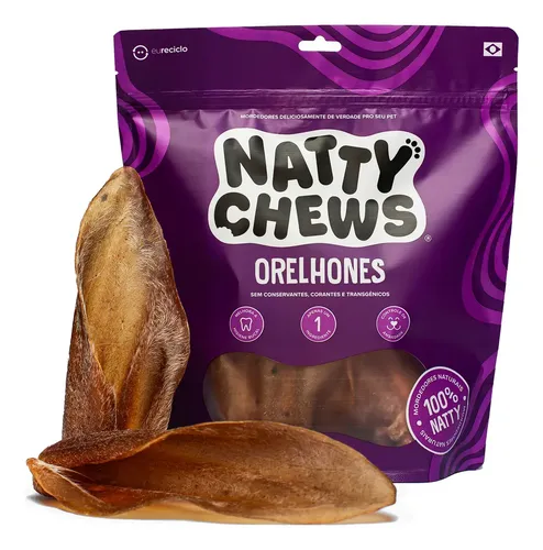 Orelha Bovina Desidratada Natty Chews mordedor natural para cães