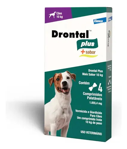 Caixa do vermífugo Drontal Plus Elanco para cães até 10kg sabor carne