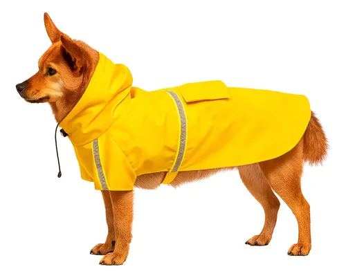 Capa impermeável com capuz para cachorro no passeio
